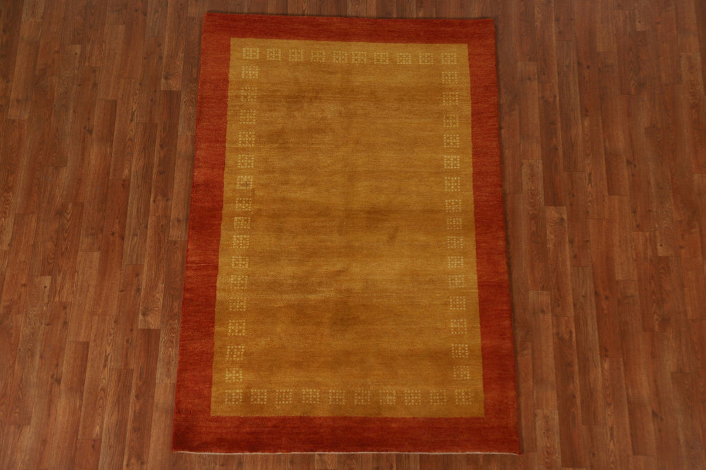 Gold Wool Gabbeh Kashkoli Area Rug 4x6