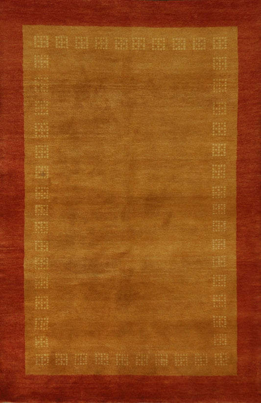 Gold Wool Gabbeh Kashkoli Area Rug 4x6