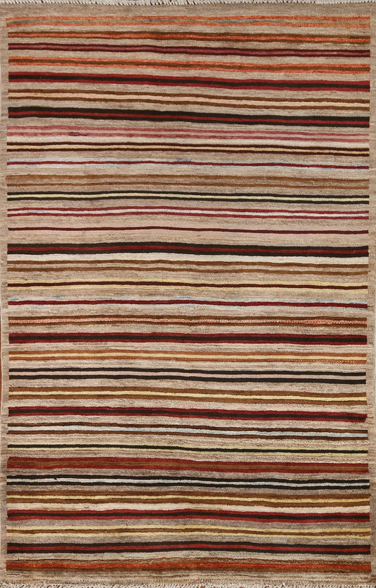 Striped Gabbeh Kashkoli Wool Area Rug 3x5