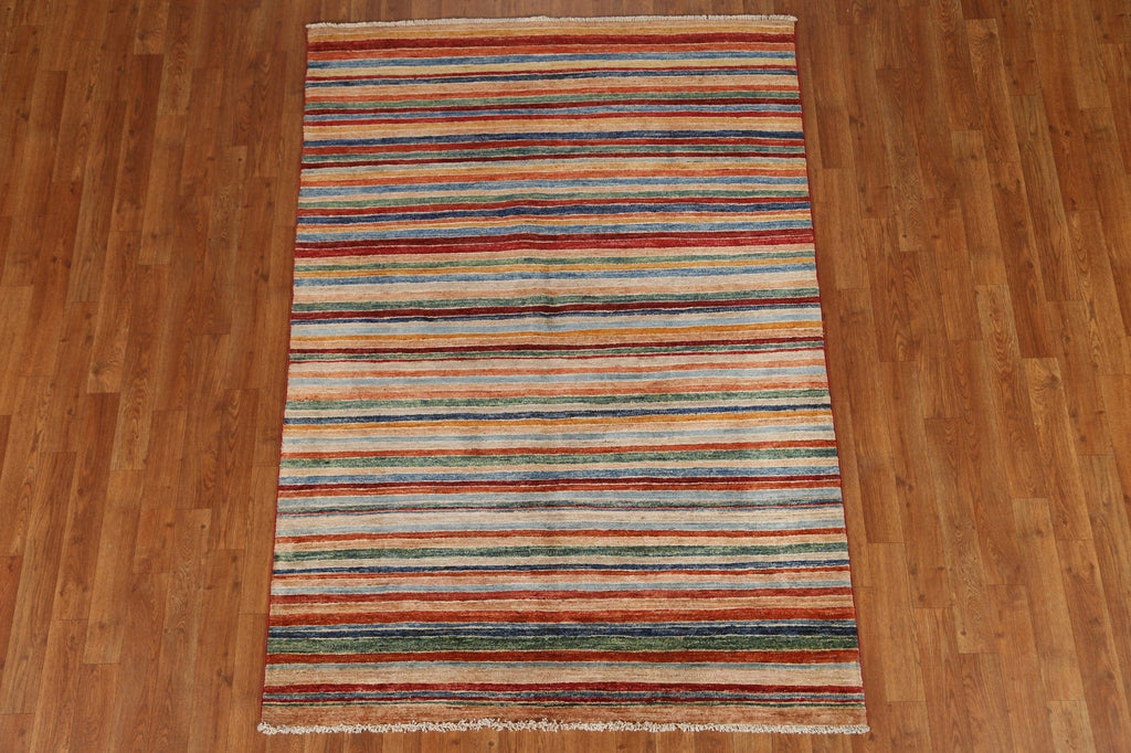 Striped Gabbeh Kashkoli Modern Area Rug 4x6