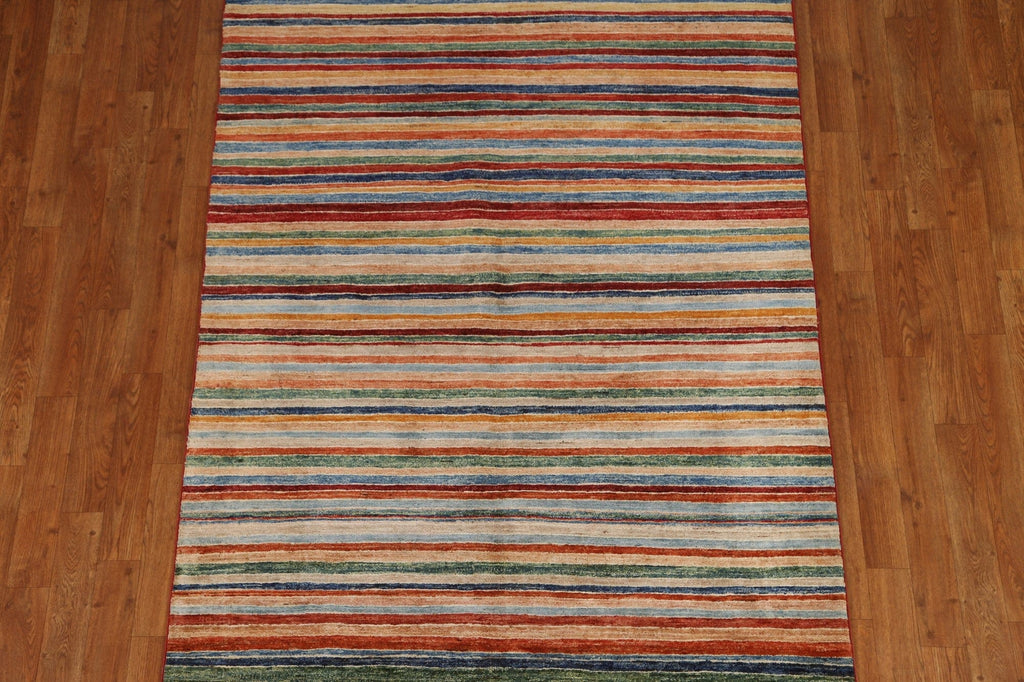 Striped Gabbeh Kashkoli Modern Area Rug 4x6