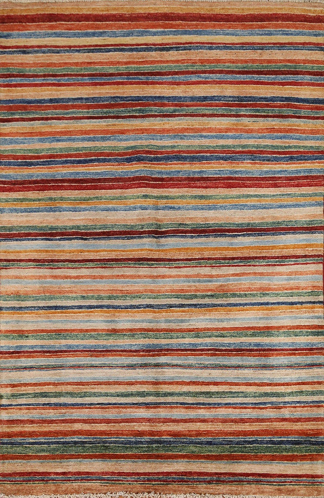 Striped Gabbeh Kashkoli Modern Area Rug 4x6