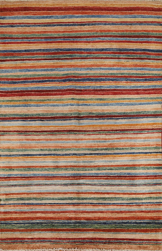 Striped Gabbeh Kashkoli Modern Area Rug 4x6