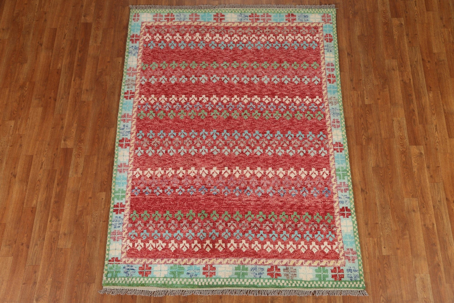 Geometric Gabbeh Kashkoli Wool Area Rug 5x7