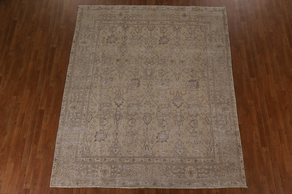 Distressed Wool Tabriz Persian Area Rug 8x9