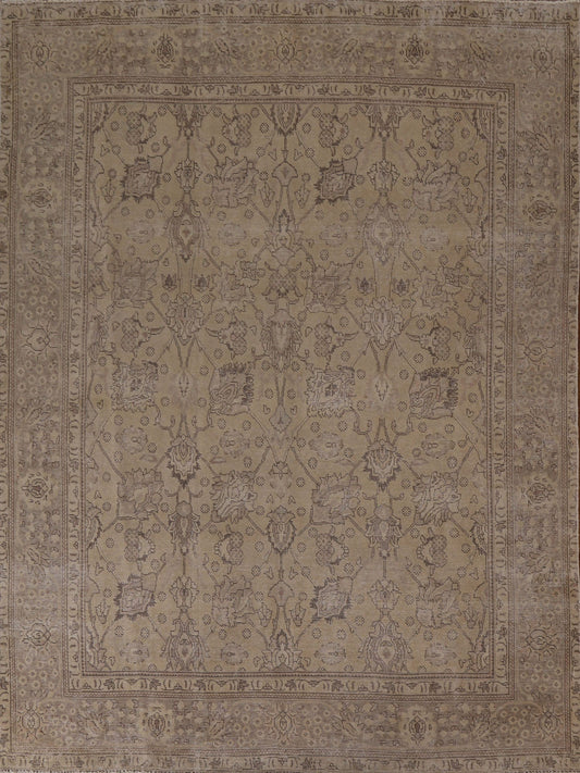 Distressed Wool Tabriz Persian Area Rug 8x9