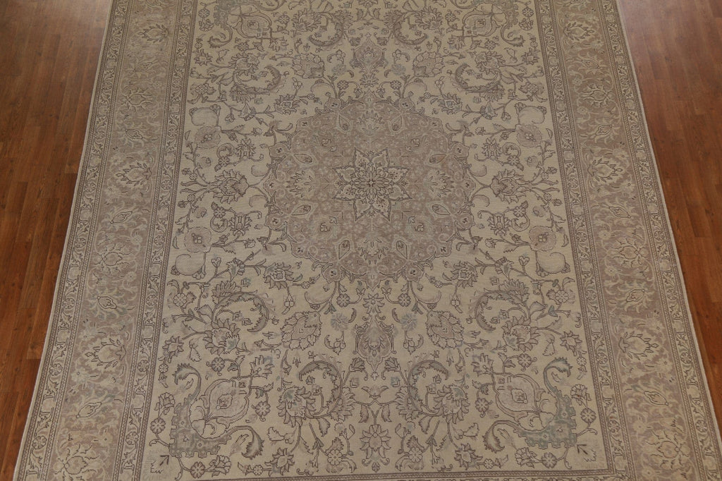 Distressed Wool Tabriz Persian Area Rug 10x13