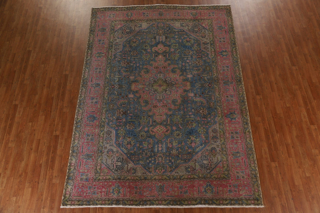 Distressed Over-Dyed Tabriz Persian Area Rug 8x11