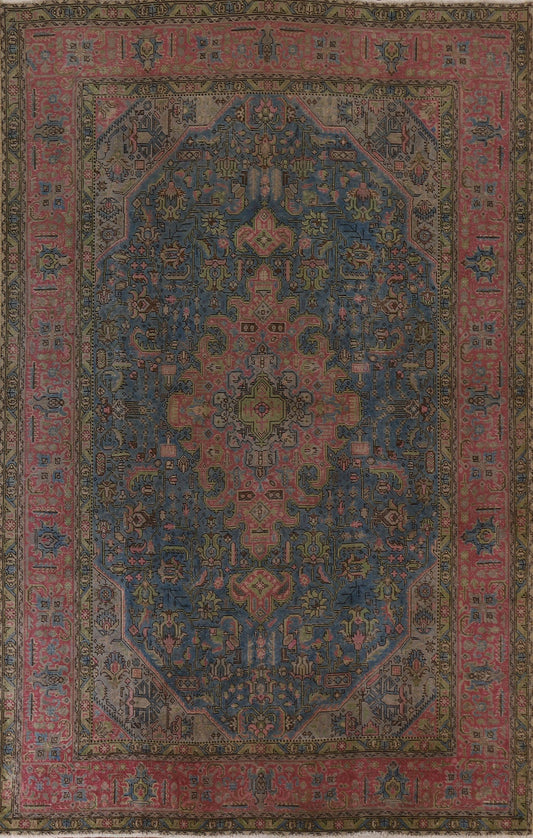 Distressed Over-Dyed Tabriz Persian Area Rug 8x11