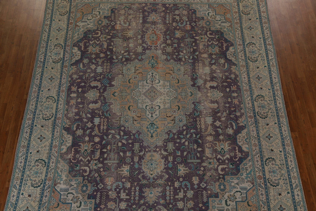 Distressed Over-Dyed Tabriz Persian Area Rug 9x12