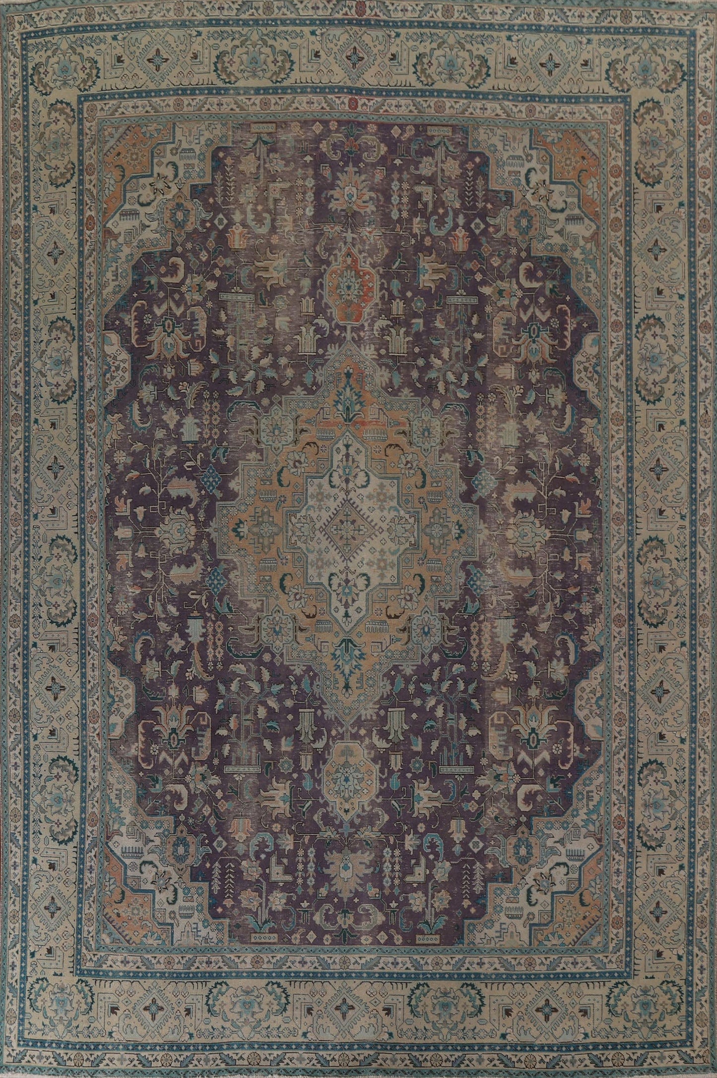 Distressed Over-Dyed Tabriz Persian Area Rug 9x12