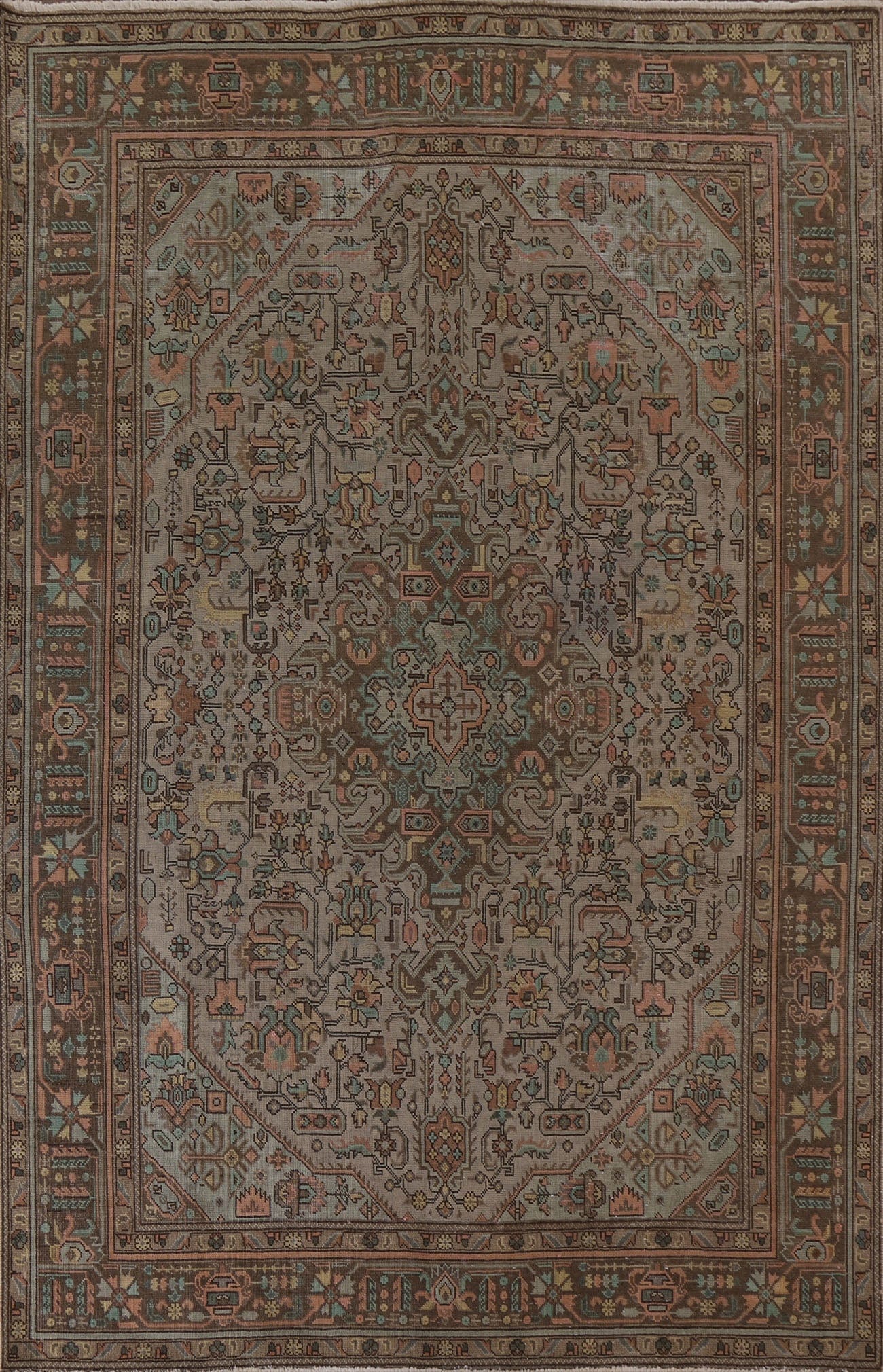 Distressed Tabriz Persian Area Rug 7x9