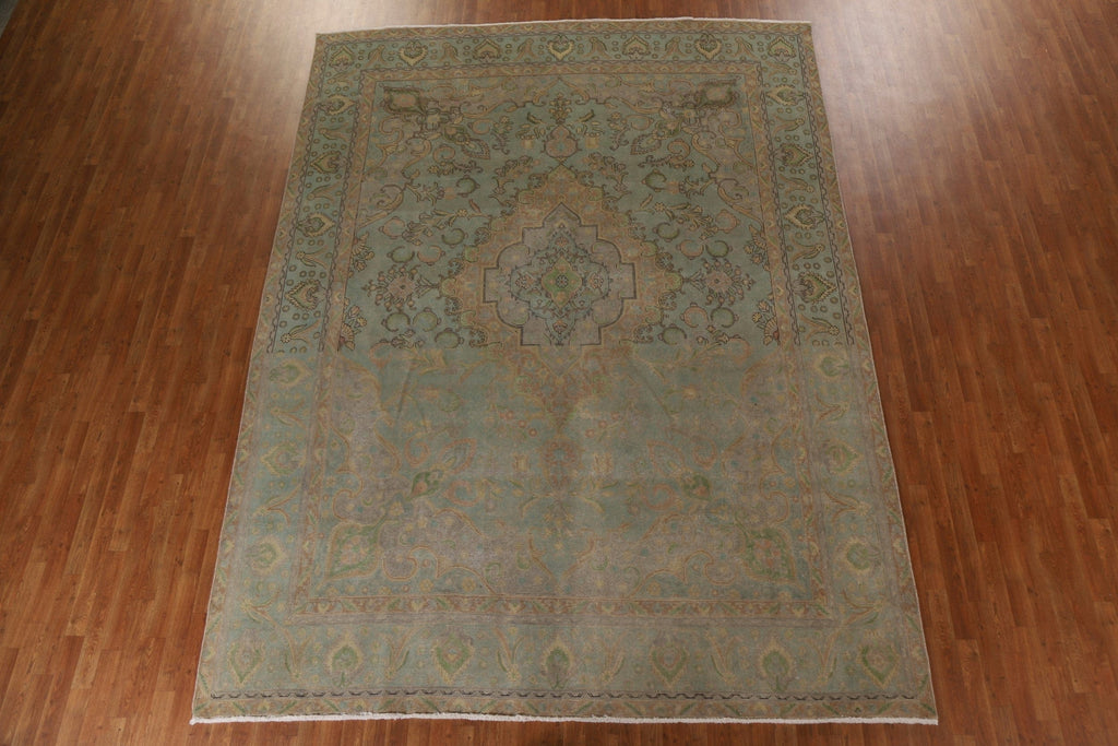 Distressed Over-Dyed Tabriz Persian Area Rug 10x13