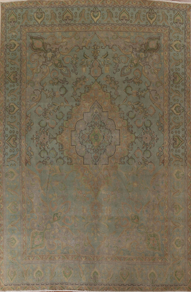 Distressed Over-Dyed Tabriz Persian Area Rug 10x13