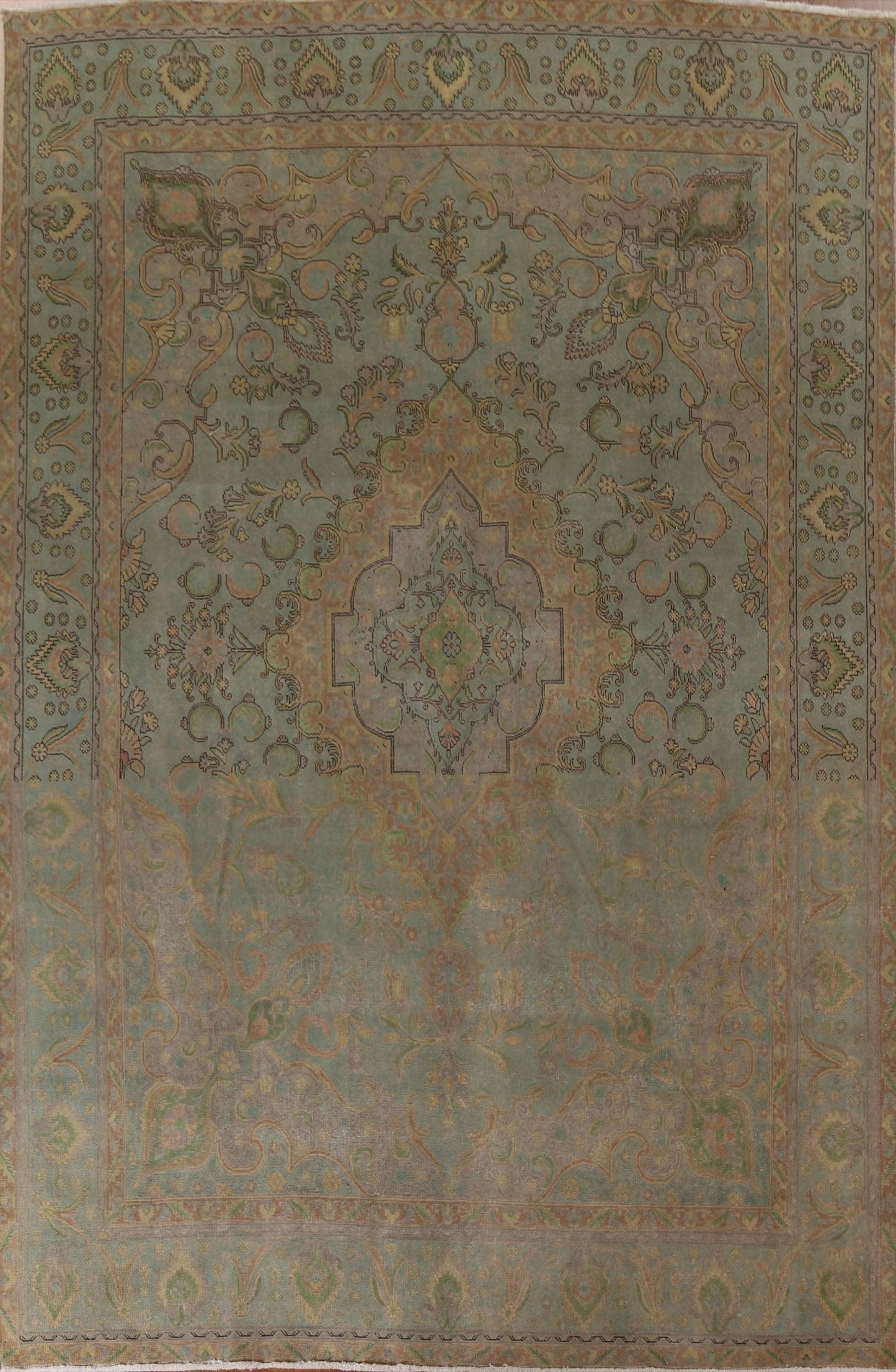 Distressed Over-Dyed Tabriz Persian Area Rug 10x13