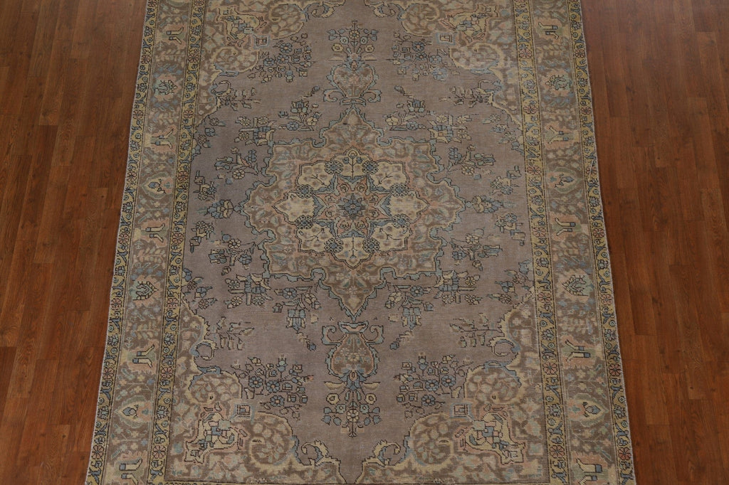 Distressed Over-Dyed Tabriz Persian Area Rug 6x9