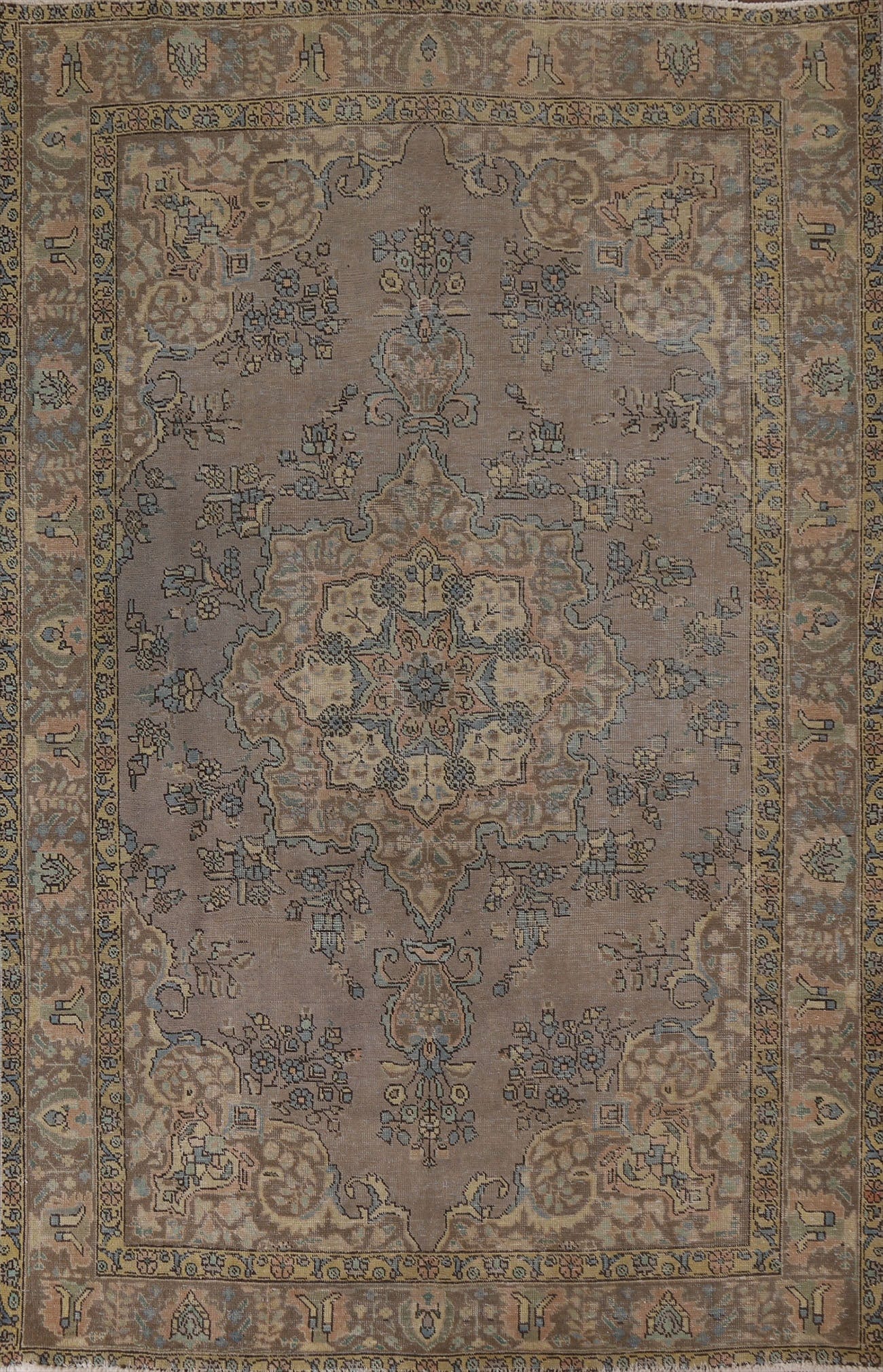 Distressed Over-Dyed Tabriz Persian Area Rug 6x9