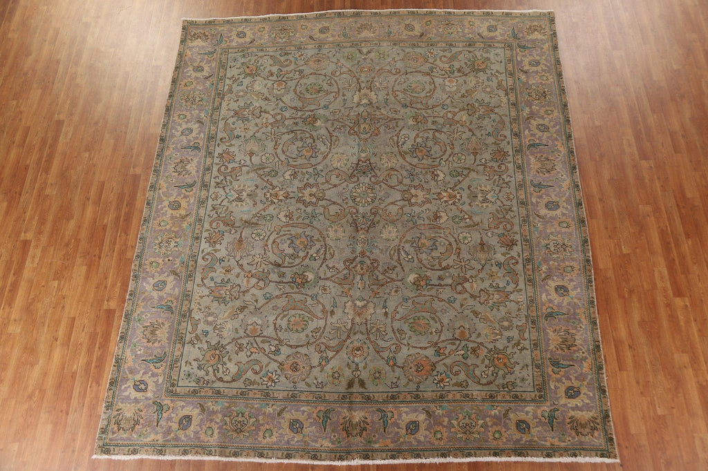 Distressed Over-Dyed Tabriz Persian Area Rug 10x11