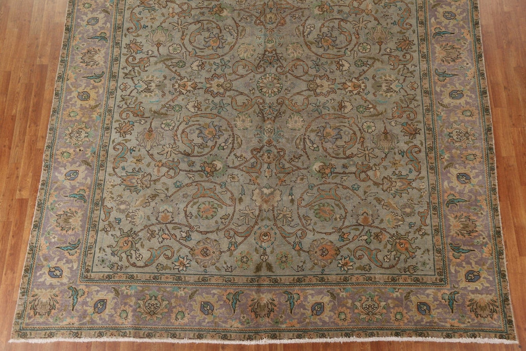 Distressed Over-Dyed Tabriz Persian Area Rug 10x11