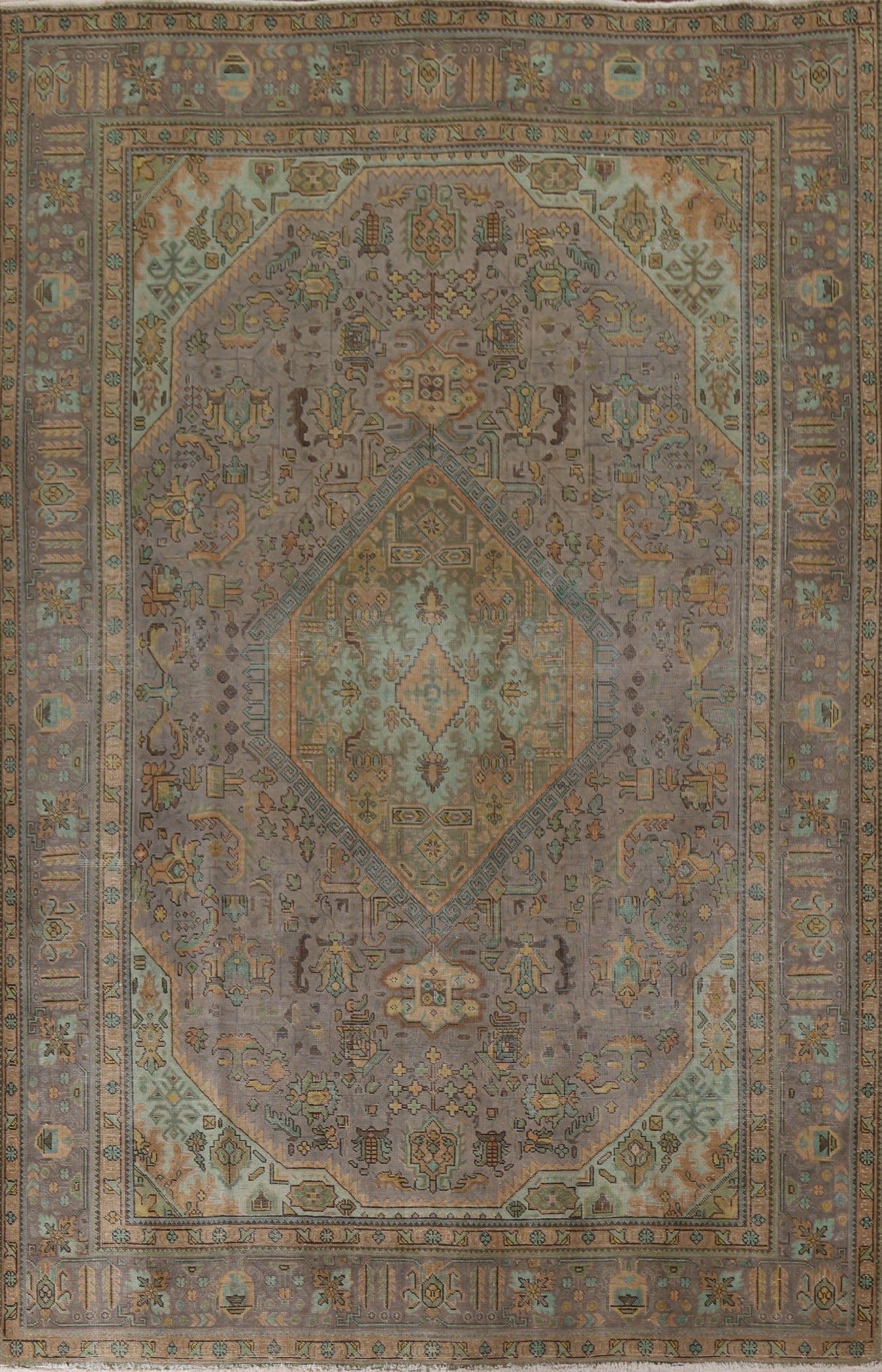 Distressed Over-Dyed Tabriz Persian Area Rug 8x11