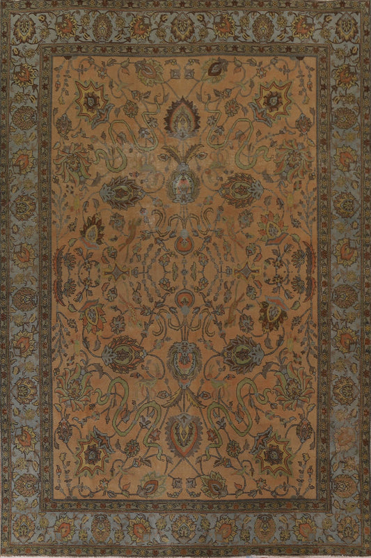 Distressed Over-Dyed Tabriz Persian Area Rug 10x13