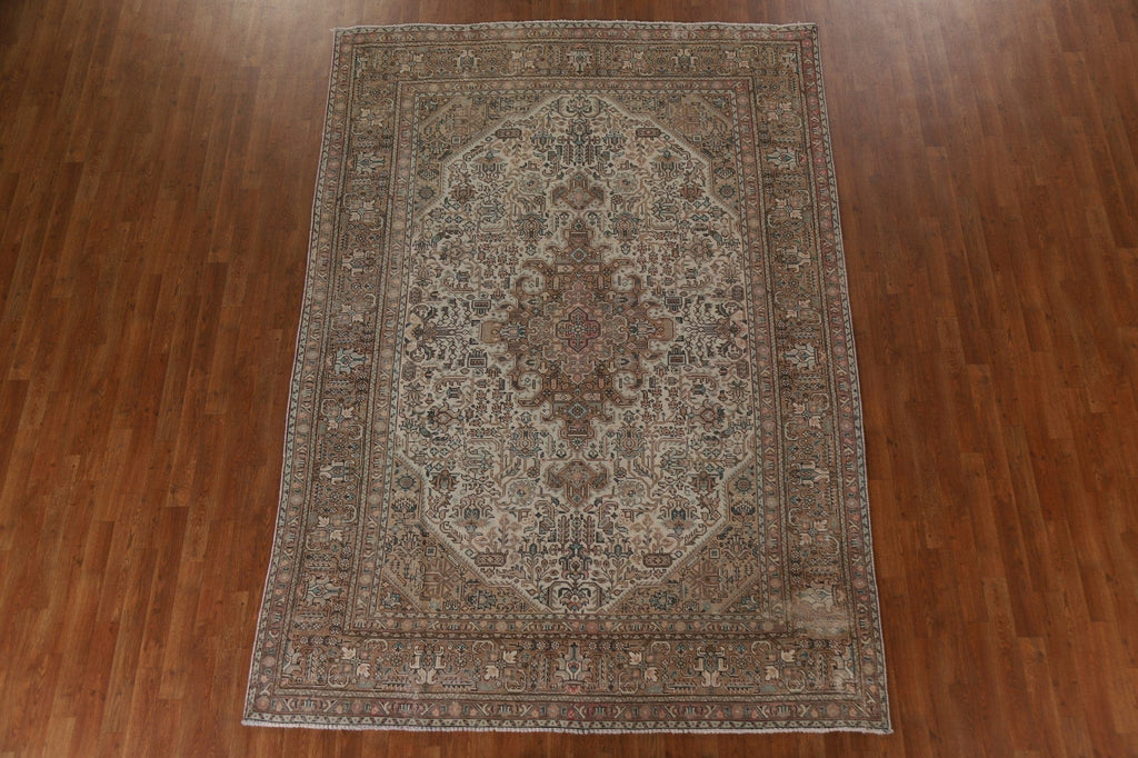 Distressed Tabriz Persian Area Rug 7x10