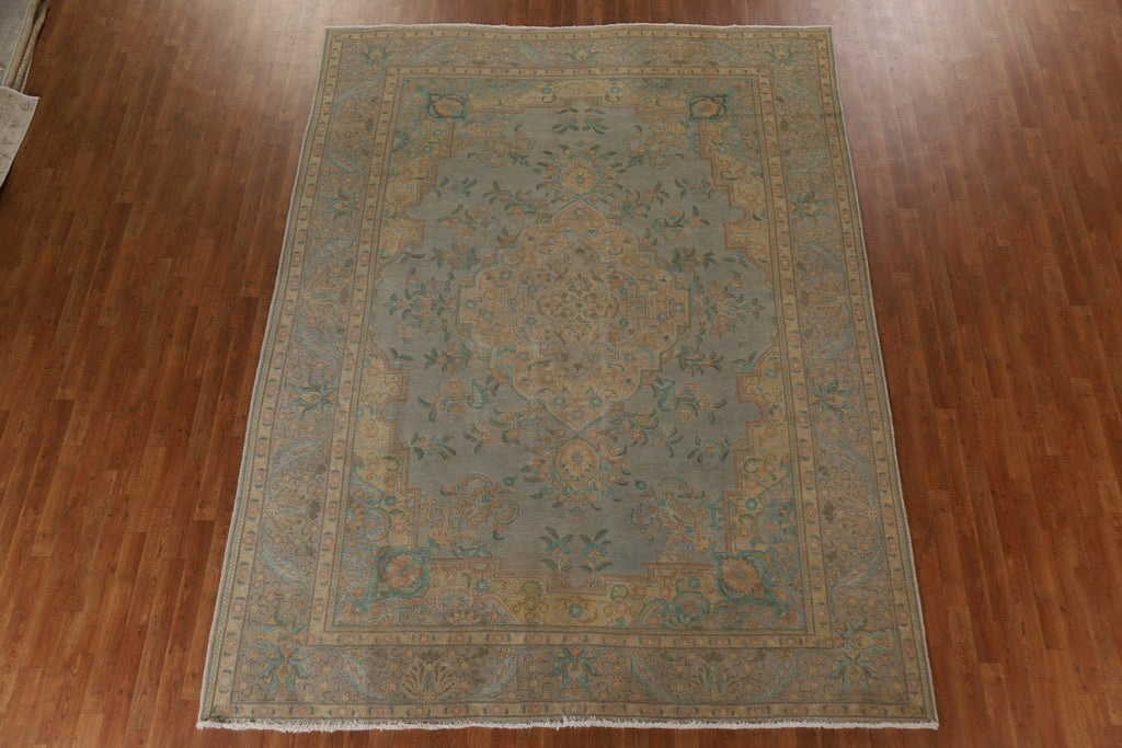 Distressed Over-Dyed Tabriz Persian Area Rug 8x11