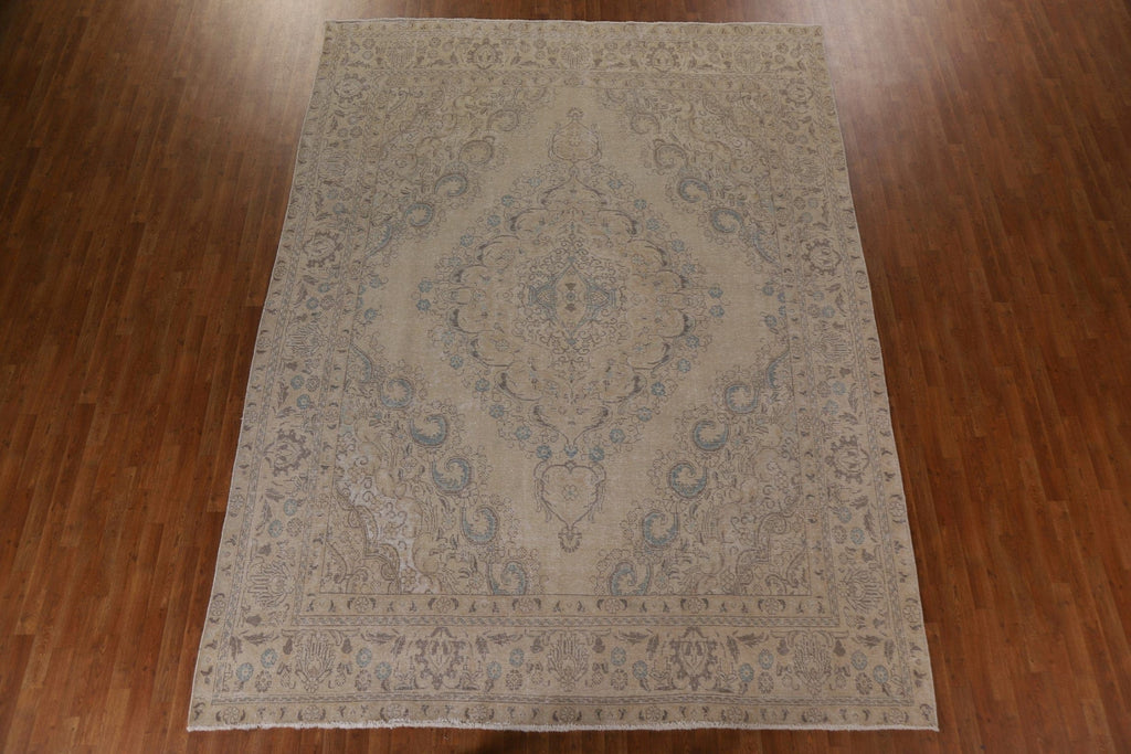 Distressed Wool Tabriz Persian Area Rug 9x12