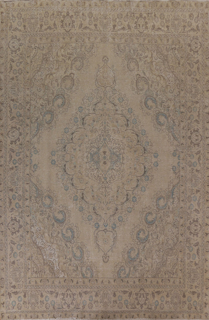 Distressed Wool Tabriz Persian Area Rug 9x12