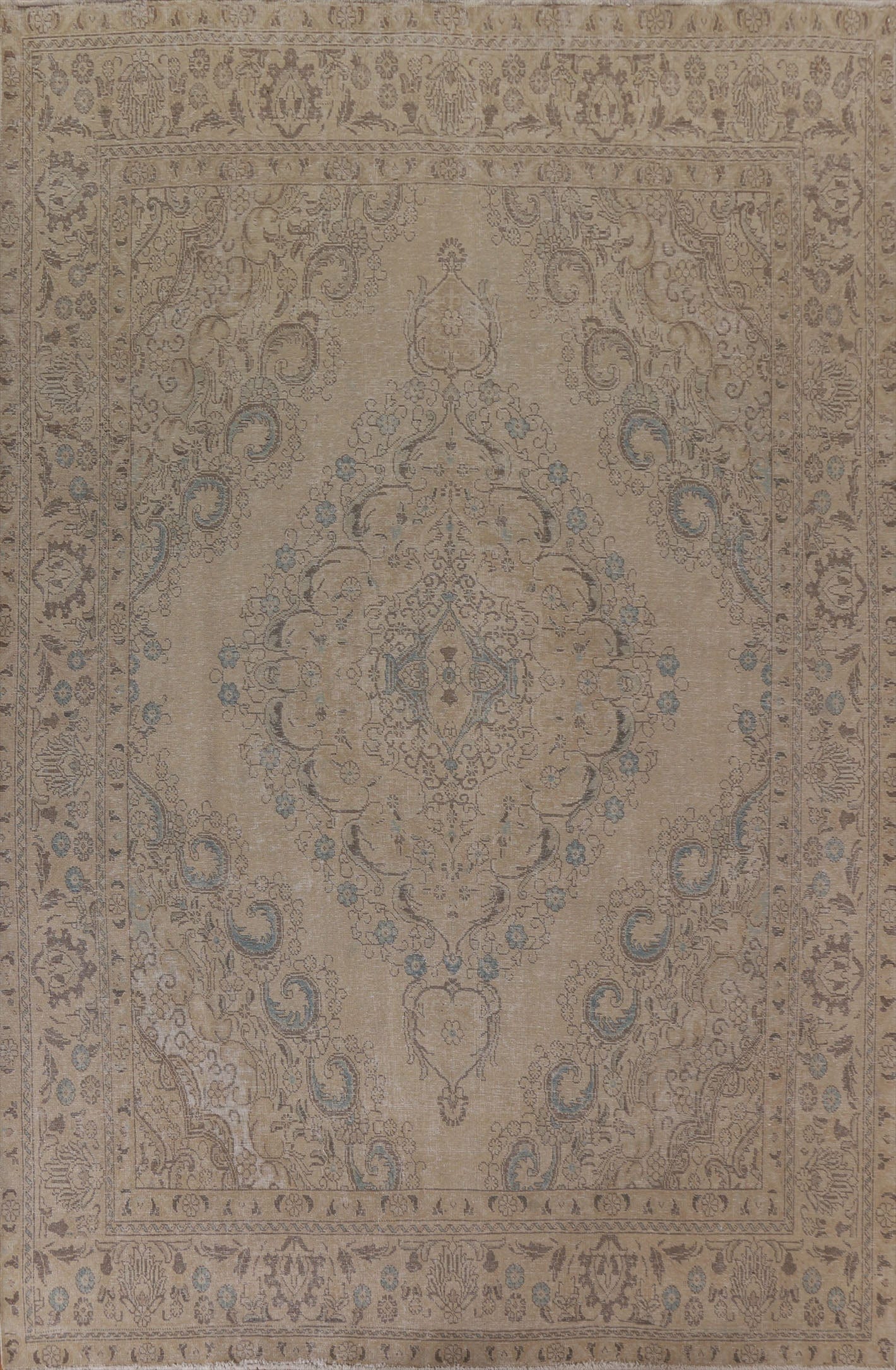 Distressed Wool Tabriz Persian Area Rug 9x12