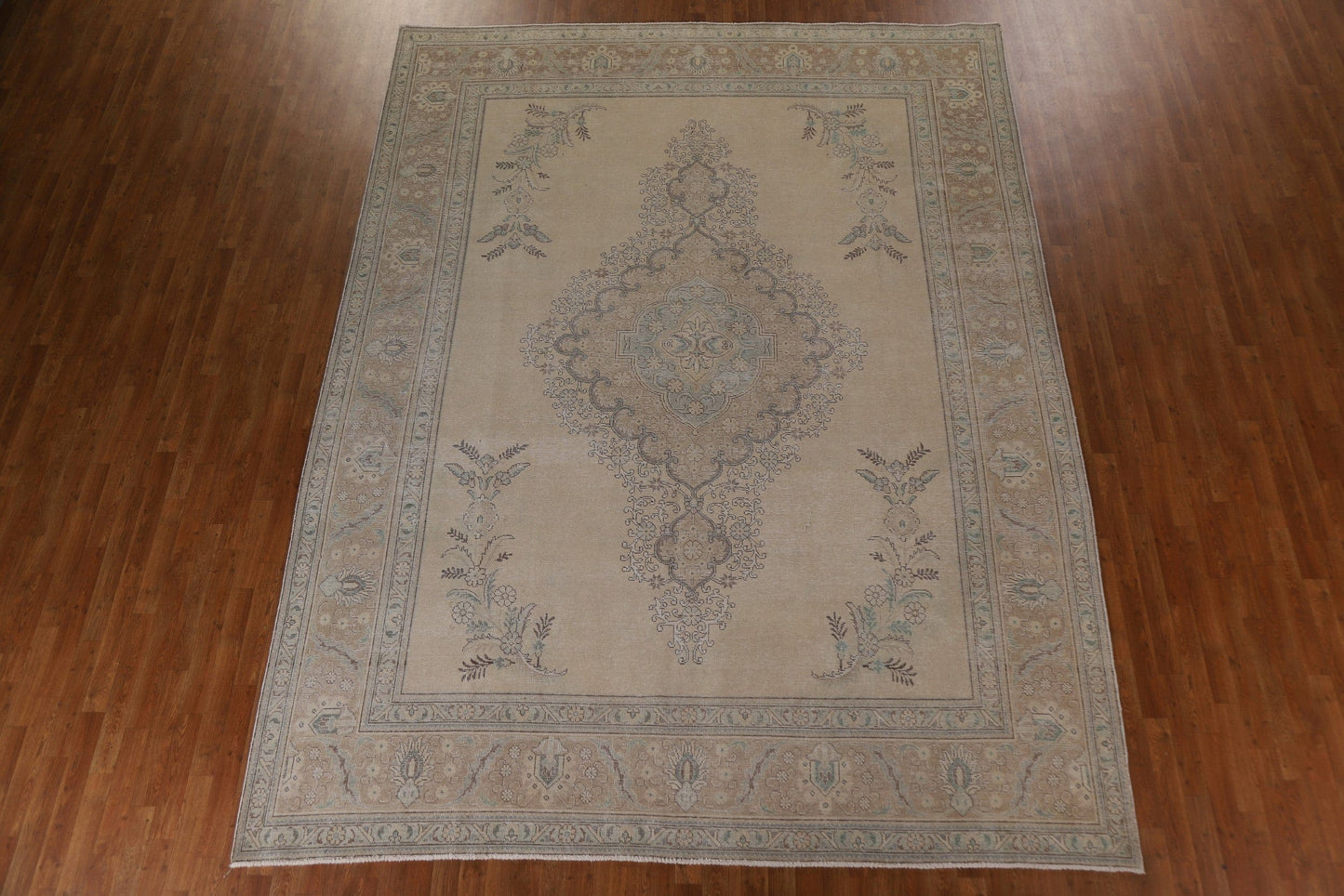 Distressed Muted Tabriz Persian Area Rug 10x13