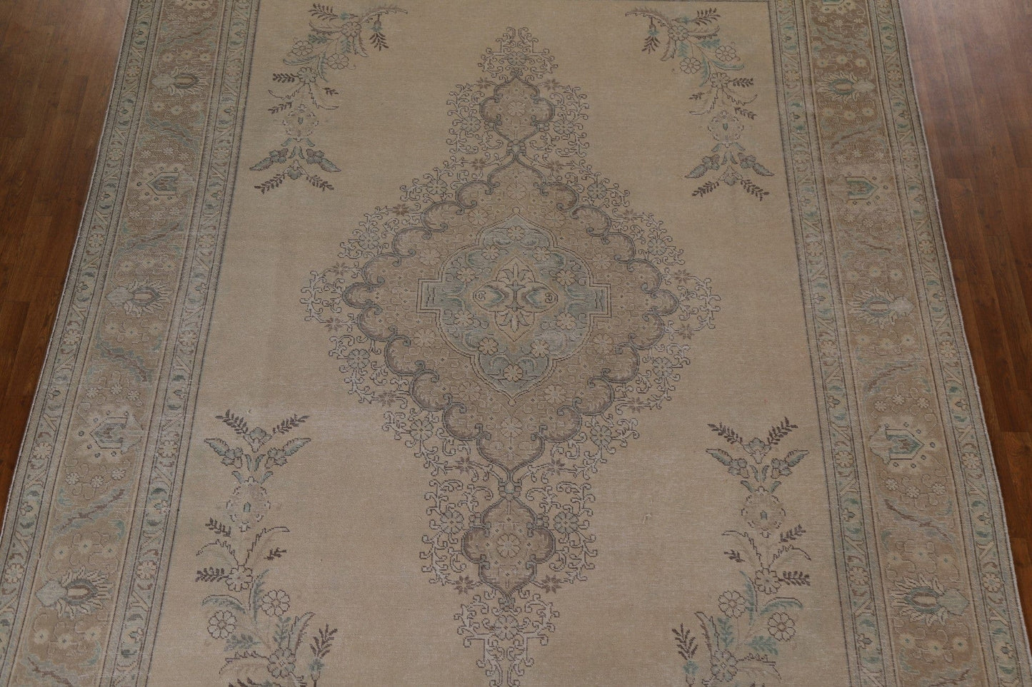 Distressed Muted Tabriz Persian Area Rug 10x13