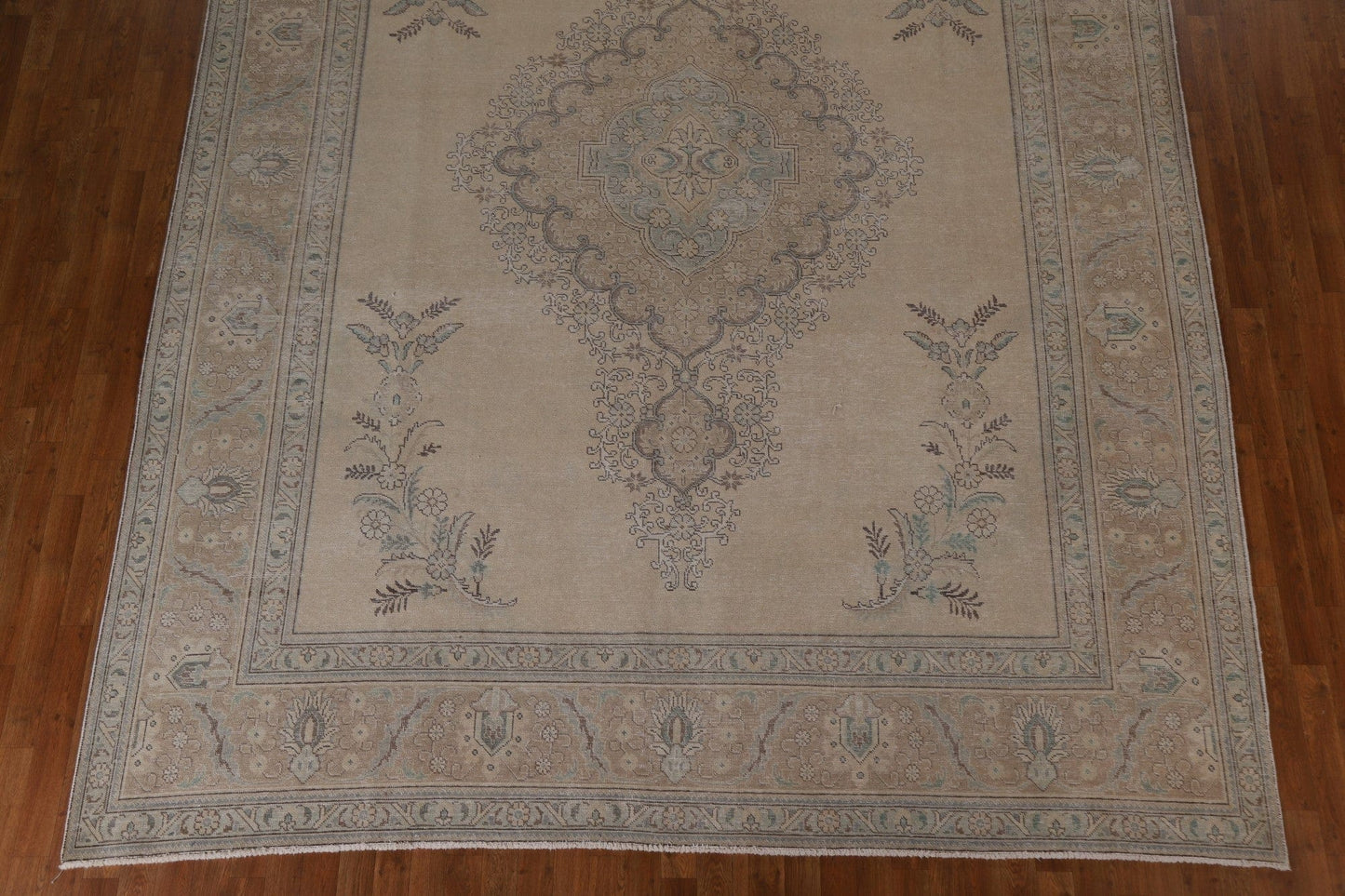 Distressed Muted Tabriz Persian Area Rug 10x13