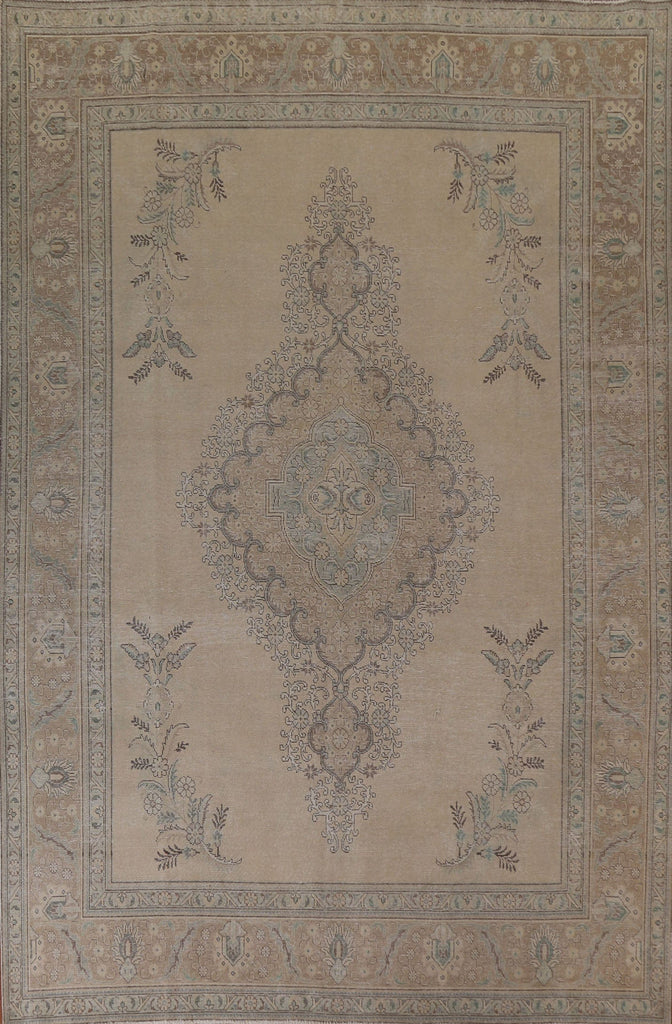 Distressed Muted Tabriz Persian Area Rug 10x13