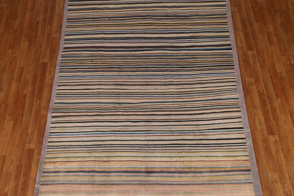 All-Over Striped Gabbeh Kashkoli Wool Area Rug 6x9