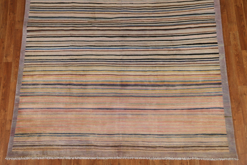 All-Over Striped Gabbeh Kashkoli Wool Area Rug 6x9