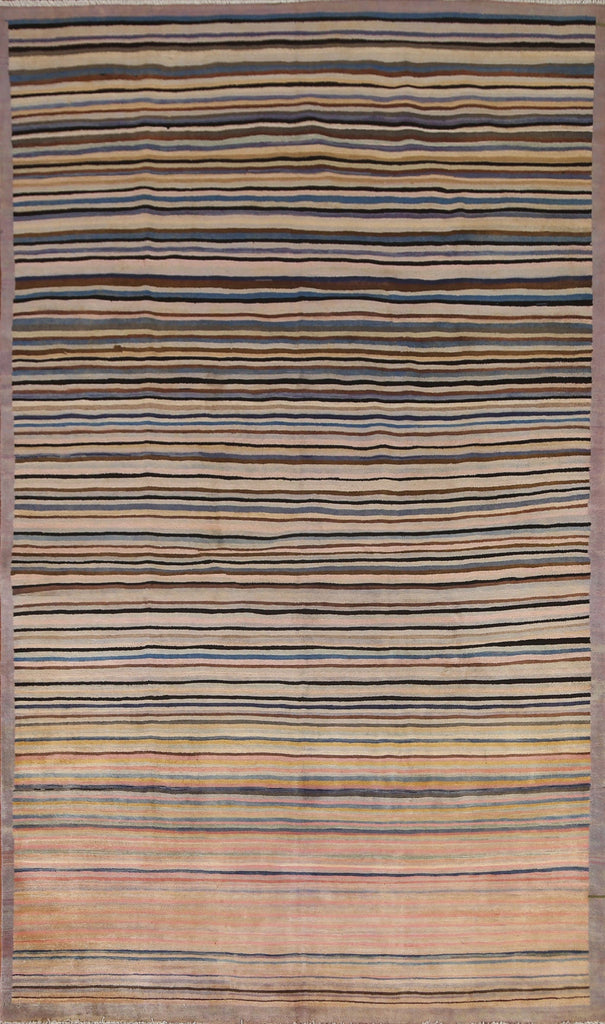 All-Over Striped Gabbeh Kashkoli Wool Area Rug 6x9