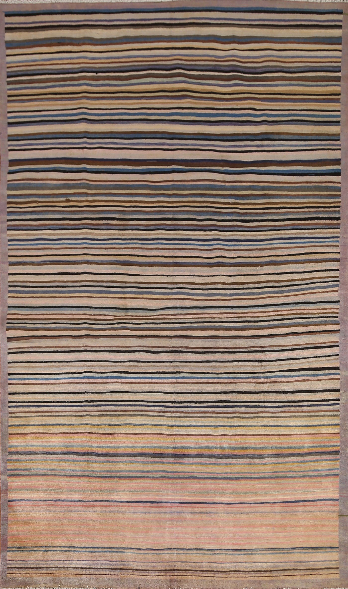 All-Over Striped Gabbeh Kashkoli Wool Area Rug 6x9