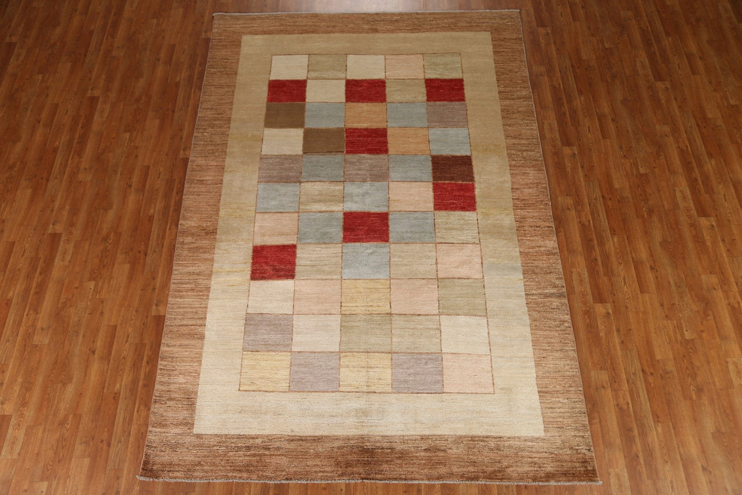 Checkered Gabbeh Kashkoli Wool Area Rug 5x7