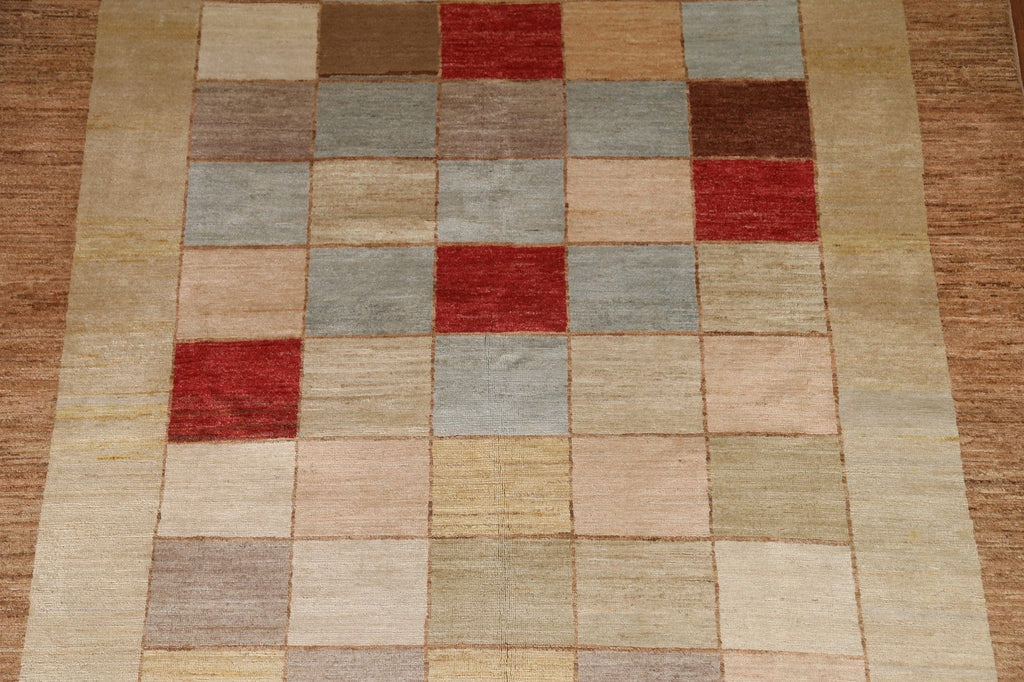 Checkered Gabbeh Kashkoli Wool Area Rug 5x7