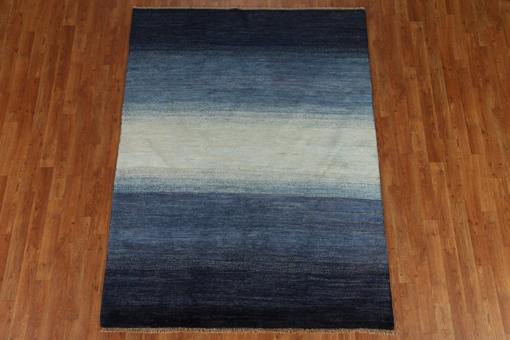 Striped Blue Gabbeh Oriental Area Rug 5x7