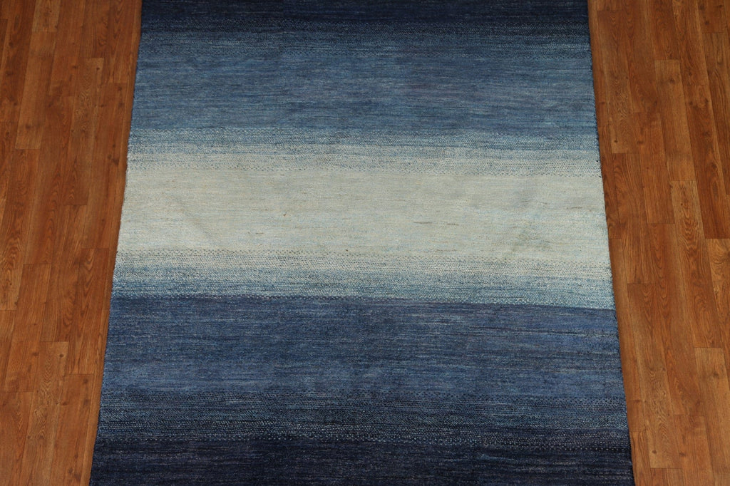 Striped Blue Gabbeh Oriental Area Rug 5x7