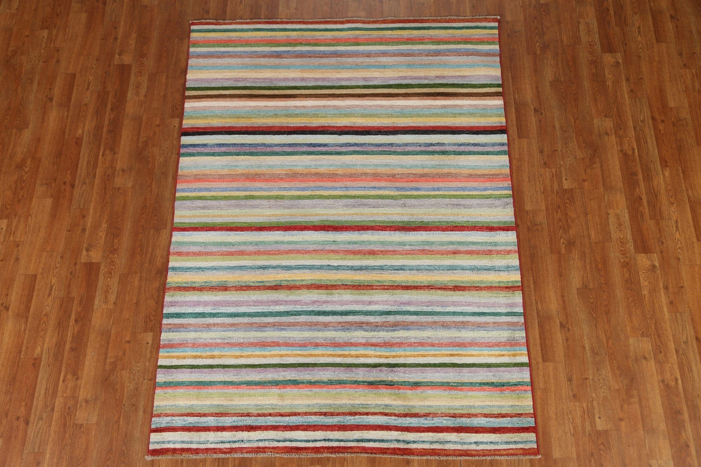 Striped Gabbeh Kashkoli Modern Area Rug 4x7