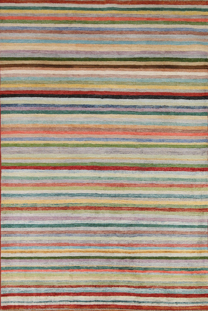 Striped Gabbeh Kashkoli Modern Area Rug 4x7