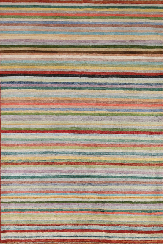 Striped Gabbeh Kashkoli Modern Area Rug 4x7