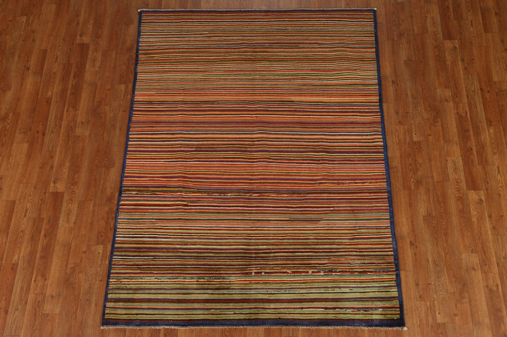 Striped Gabbeh Kashkoli Modern Area Rug 5x7