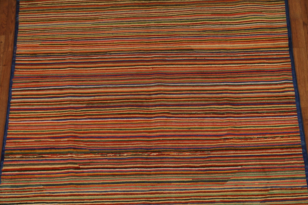 Striped Gabbeh Kashkoli Modern Area Rug 5x7