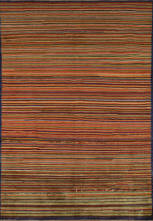 Striped Gabbeh Kashkoli Modern Area Rug 5x7