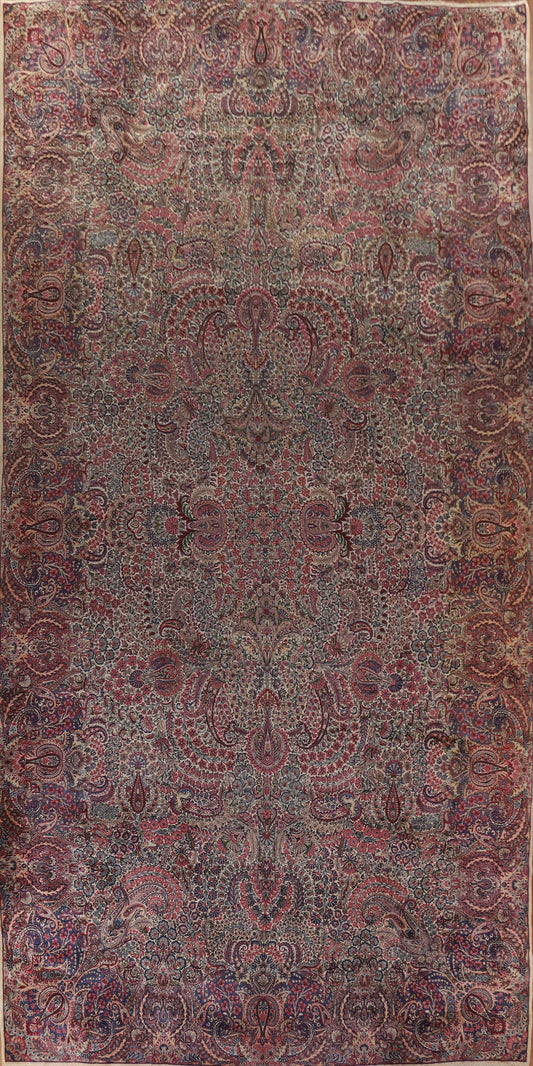 Antique Kerman Vegetable Dye Persian Large Rug 12x21