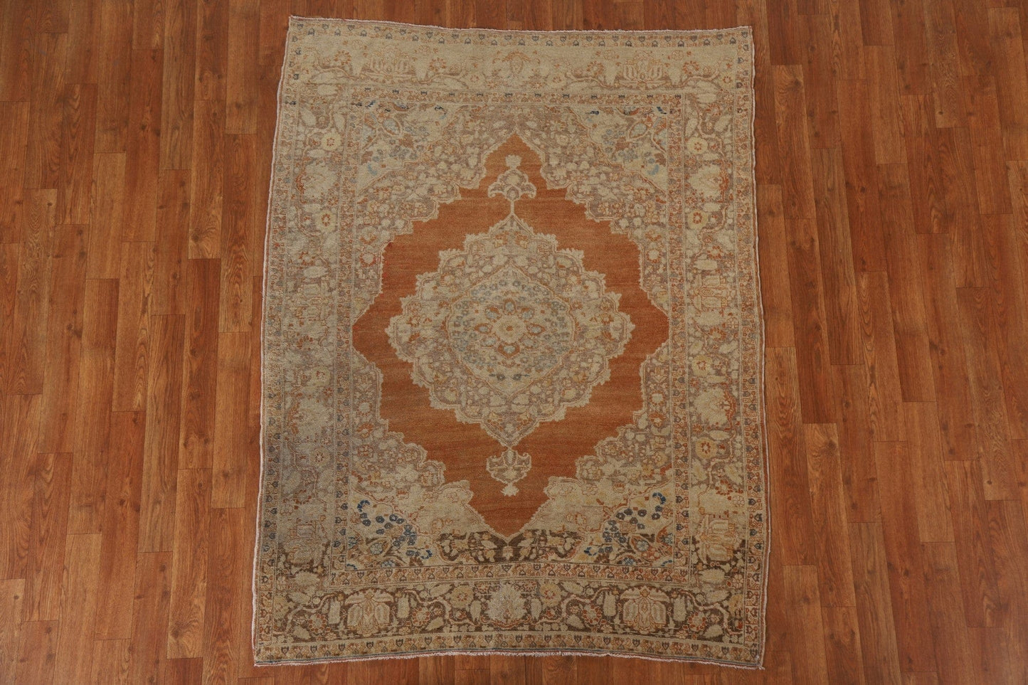 Pre-1900 Antique Tabriz Haj Jalili Vegetable Dye Persian Rug 4x5